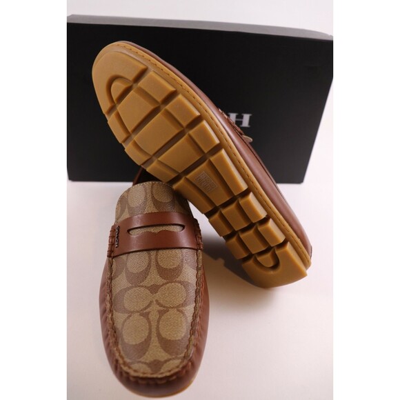 NEW COACH Size 12 D Men\'s Shoes Loafer Khaki SIG Saddle Leather MOTT DRIVER $178 main image 7